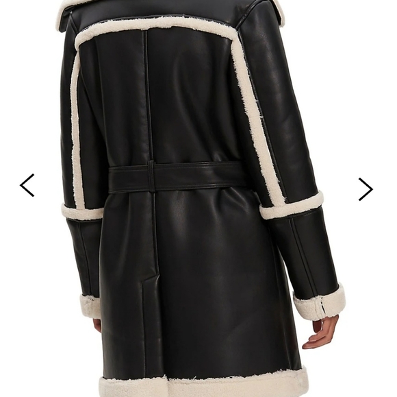 Super Cozy & Warm Faux Leather Trench Coat - Picture 4 of 5